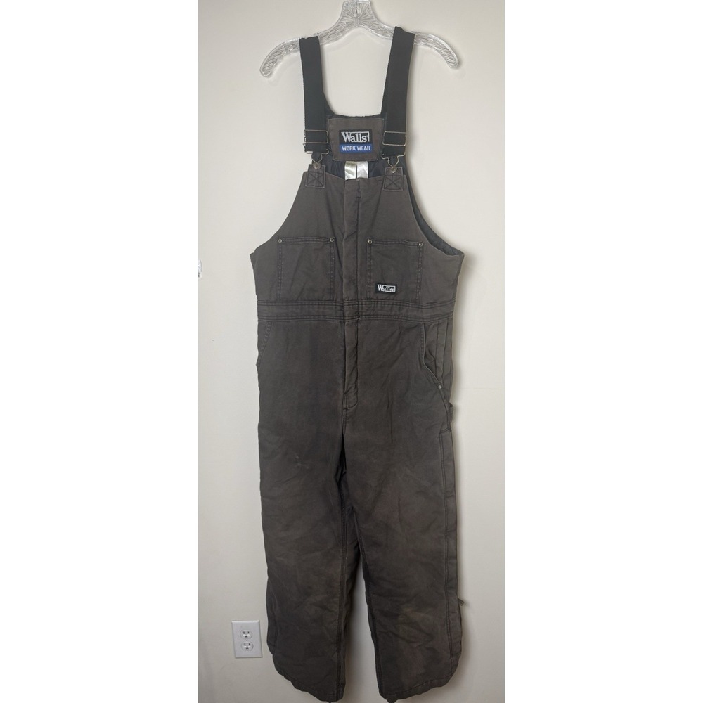 Walls Work Wear Carpenter Overalls Mens Large 38-40 Bibs Duck Canvas Quilt Lined